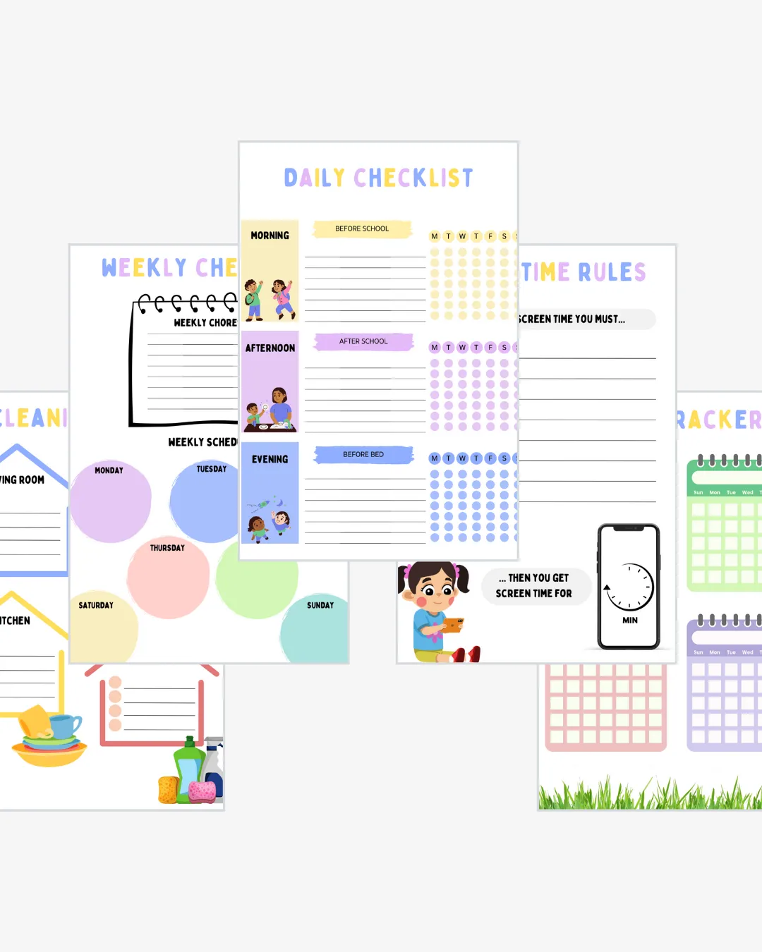 Family Planner Printables — printable pages laid out